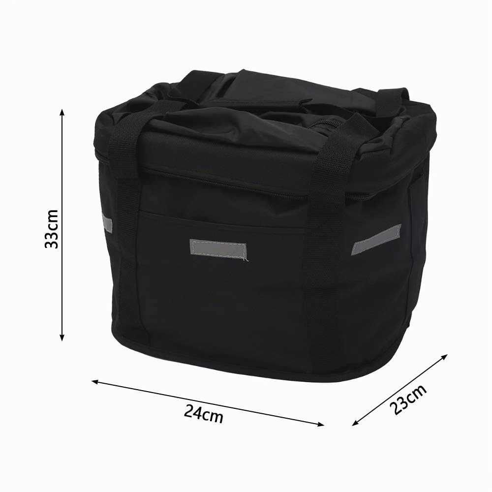N/A Cestino per bicicletta pieghevole, cestino anteriore per bicicletta, con adattatore per manubrio e fascetta per cavi, cestino per manubrio rimovibile, picnic, 33 x 24 x 23 cm