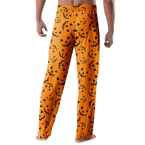DuDubaby Halloween Pants Mens Pumpkins Pajama Sleepwear Lounge Pjs Pajama Bottoms for Men Sleep Soft Print2