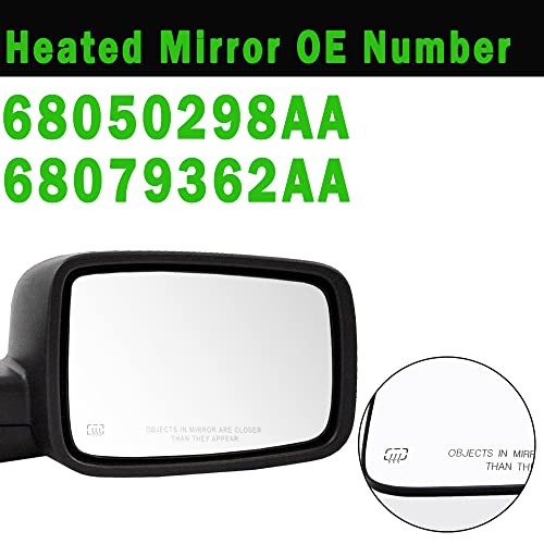 Ram Passenger Right Side Heated Mirror Glass Compatible with 2009-2018 Dodge Ram 1500 2500 Right Power Heated Convex Mirror Glass 68050298AA, 68079362AA - Thumbnail 3