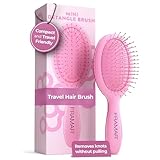 FRAMAR Mini Hair Brush Detangler – Mini Brush For Hair, Small Travel Hair Brush For Women, Travel Hairbrush Detangler, Compact For Travel, Reduces Breakage, For All Hair Types – Matte Pink