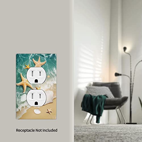 Starfish Duplex Outlet Cover Wall Plates Decorate Outlet Covers For Electrical Outlets Switch Plate Decorative Wallplate Plug Cover 4.5 * 2.76 Inches #TOP5