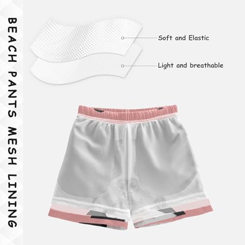 Pigsaly Boys Swim Trunks Cute Black White French Bulldog Pink Boys Board Shorts Swimsuit Swimwear Summer Bathing Suit S4