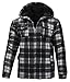 unbowirtu Jackets for Men Hoodie Flannel Plaid Fashion Sherpa Fleece Lined Winter Warm Sweatshirts Zipper Closure Drawstring Essential Thick Heavyweight Coat 1030-White/Black X-Large