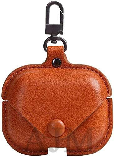 Image of AJM 360 Protection Shockproof Design Leather Case Compatible with Realme Buds Air 6 Pro (Light Brown)