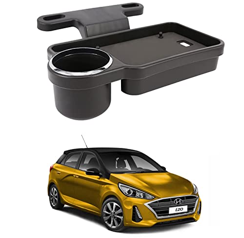 Image of Oshotto (FT-04) Foldable Car Auto Headrest Rear Back Seat Table Drink Food Cup Tray Holder Compatible with Hyundai i20 2020 - Black