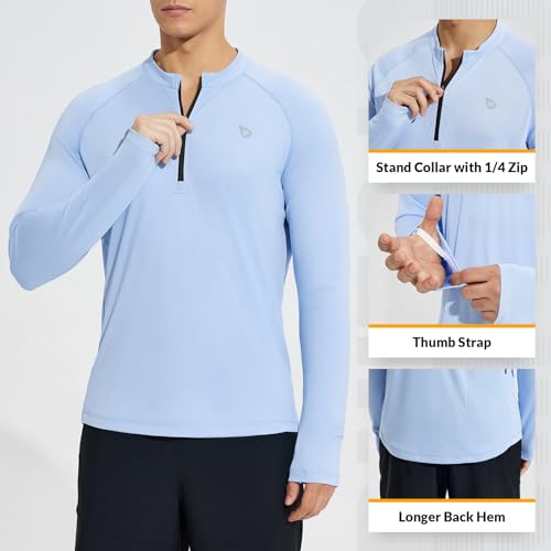 baleaf Men's Sun Shirts UPF 50+ Rash Guard Long Sleeve 1/4 Zip SPF UV Protection Lightweight Quick Dry4