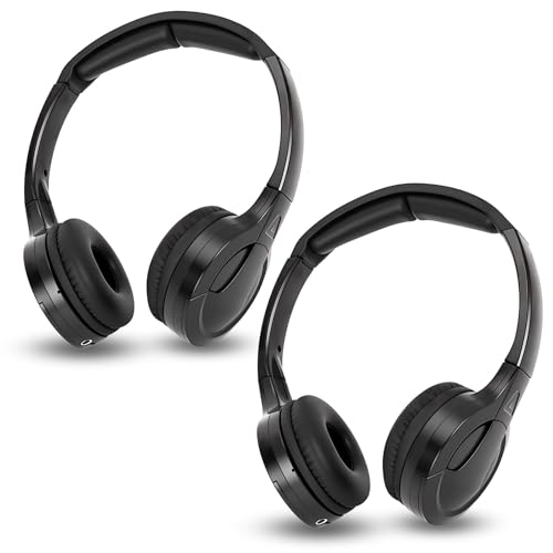 2Pcs Infrared IR Stereo Audio Earphone, Foldable Headphones, 2 Channel Cordless IR Headset for Car...