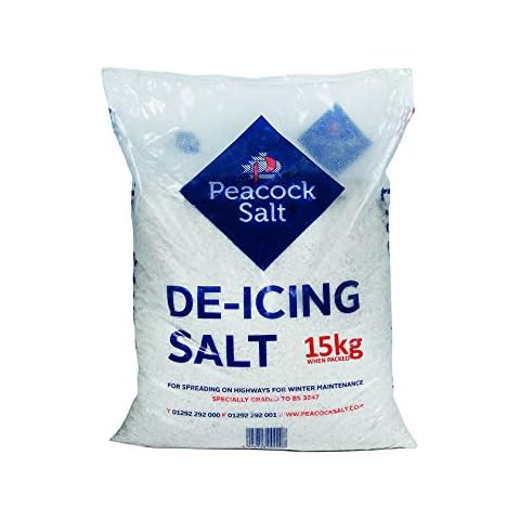 Peacock Salt 15KG Bag White De-Icing Rock Salt for Clearing Roads Paths and Driveways of Ice and Snow Cleaner Than Grit Cover