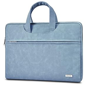 TECOOL 13-13,5 Inch Laptop Sleeve, 14 Inch Ultrabook Laptoptas NoteBook Laptop Hoes Cover Leather Aktetashoes met Handvat voor 2010-2021 MacBook Air 13 / Macbook Pro 13 14, Huawei MateBook D14 - Blue