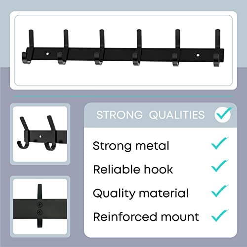 Sayoneyes Coat Rack Wall Mount With 6 Double Hooks For Hanging - 17 Inch Heavy Duty Sus304 Stainless Steel Matte Finish Waterproof – Wall Hook Rack For Bathroom Entryway #TOP1