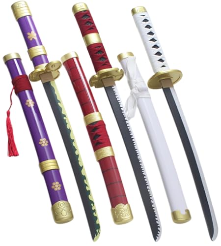 Pack 3 Mini Katanas en Bois Sabre Zoro Epee Wado Enma et Kitetsu Sandai Decoration Cosplay...