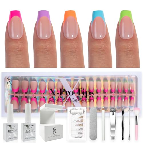 SXC Cosmetics X-Pro Tips French Tip Press On Nails - Glow Series