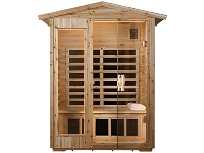 LTCCDSS Outdoor Infrared Sauna 2 Person | Far Infrared Sauna, Canadian Hemlock, Withstand Outdoor Temp -5?-104?| Low EMF Sauna Room for Home-9 Low EMF Heaters-Chromotherapys-Bluetooth Speakers