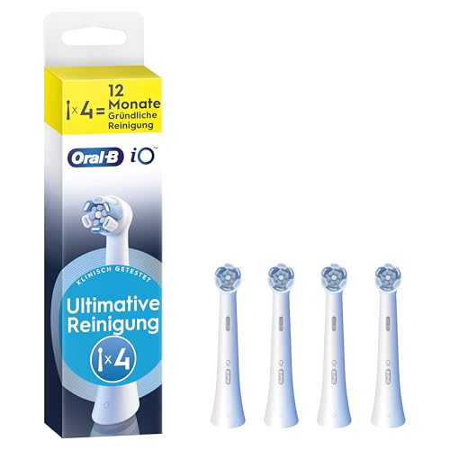 Oral-B iO Ultimative Reinigung Original Aufsteckbürsten für elektrische Oral-B iO Zahnbürsten Borsten-in-Borsten Bündel Weiß 4 Stück