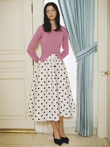 CIDER Skirts for Women Polka Dot Ruffle Maxi Skirt Mid Waist A Line Pocket Elegant Casual Skirts Flowy Long Skirt2