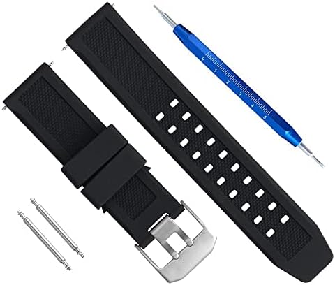 Kevisae 23mm Rubber Silicone Watch Band Strap Compatible with Luminox 3050 8800 and 3950 Series with Black Double Prong Clasp- Luminox Watch Band