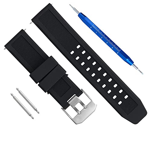 Kevisae 23Mm Rubber Silicone Watch Band Strap Compatible With Luminox 3050 8800 And 3950 Series With Black Double Prong Clasp- Luminox Watch Band #TOP19