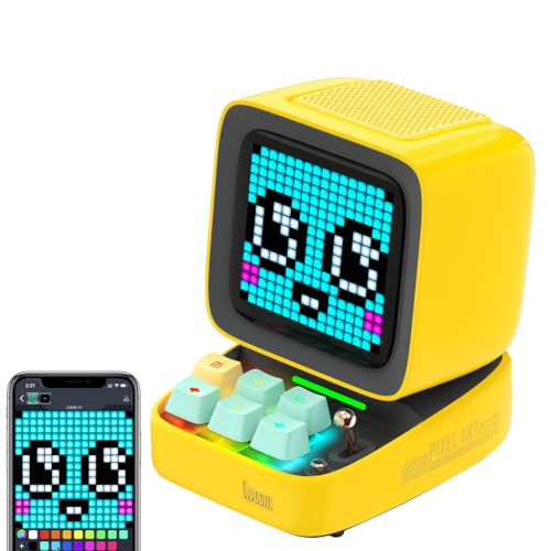 Divoom Ditoo Retro Pixel Art Game Bluetooth Speaker with 16X16 LED App Controlled Front Screen (Black)