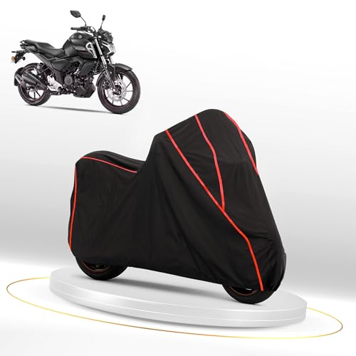 Image of Waterproof Bike Cover for Yamaha FZ FI | Dustproof, UV Heat Resistant & Windproof with Full Bottom Elastic, Heavy Duty Triple Stitched - Black Polyester