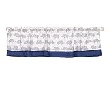 Grey and Navy Elephant Print Window Valance by The Peanut Shell - 100% Cotton