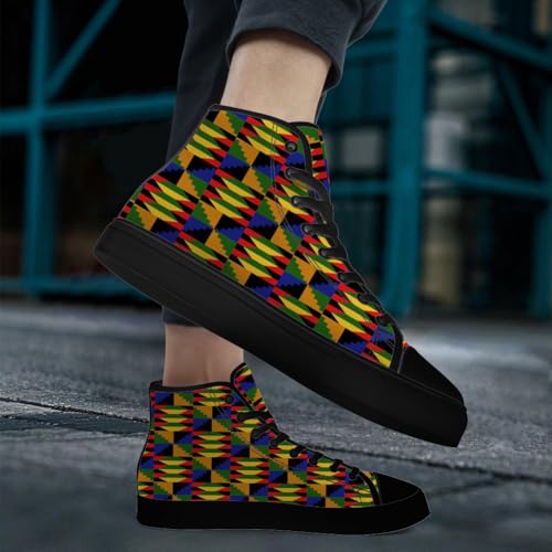 Kente High Top Canvas Shoes for Men Women African High Top Sneakers Lace Up Casual Shoes Gifts for Dad Mom2