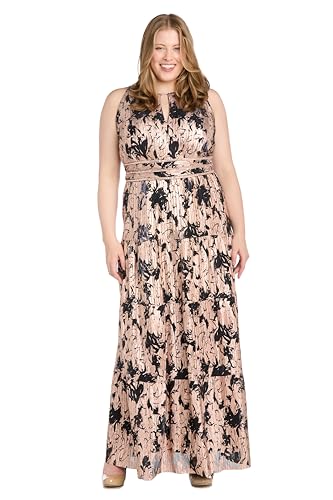 R&M Richards Women's Metallic Bloom Pleated Maxi Dress4