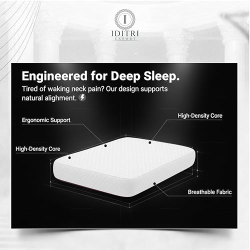 Image of High Density Memory Foam Cervical Pillow Set of 2 for Neck Pain Relief, 50x30x6 cm Orthopedic Support, Breathable Luxury Cover, Aligned Spine Bedding for Side and Back Sleepers, White