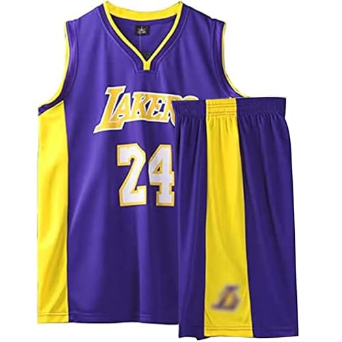 Louenth Tenue de Basket-Ball Adulte Homme : Maillot Sans Manches + Short Élastique, Maillot de Basket Homme, Idéale pour Entraînement & Match (XL, Violet)