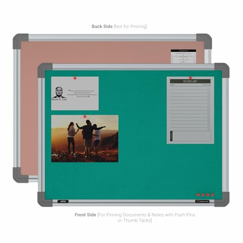 Image of Scholar Art Metis 1.5x2 Feet Fabric Pin Board for Study Room & Wall | Vibrant & Versatile Crape Cloth + High Density Soft Board for Pinning Photos, Sticky Notes & Reminders (Emerald Green)