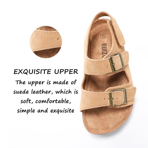 Image of Toddler Sandals Boys Girls Cork Footbed Sandals Kids Adjustable Back Strap Slippers Double Buckle Slide Beach Shoes for Indoor Outdoor