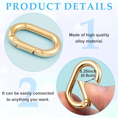 Image of Oval Spring Ring Clips, Metal Keyring Purse Clip