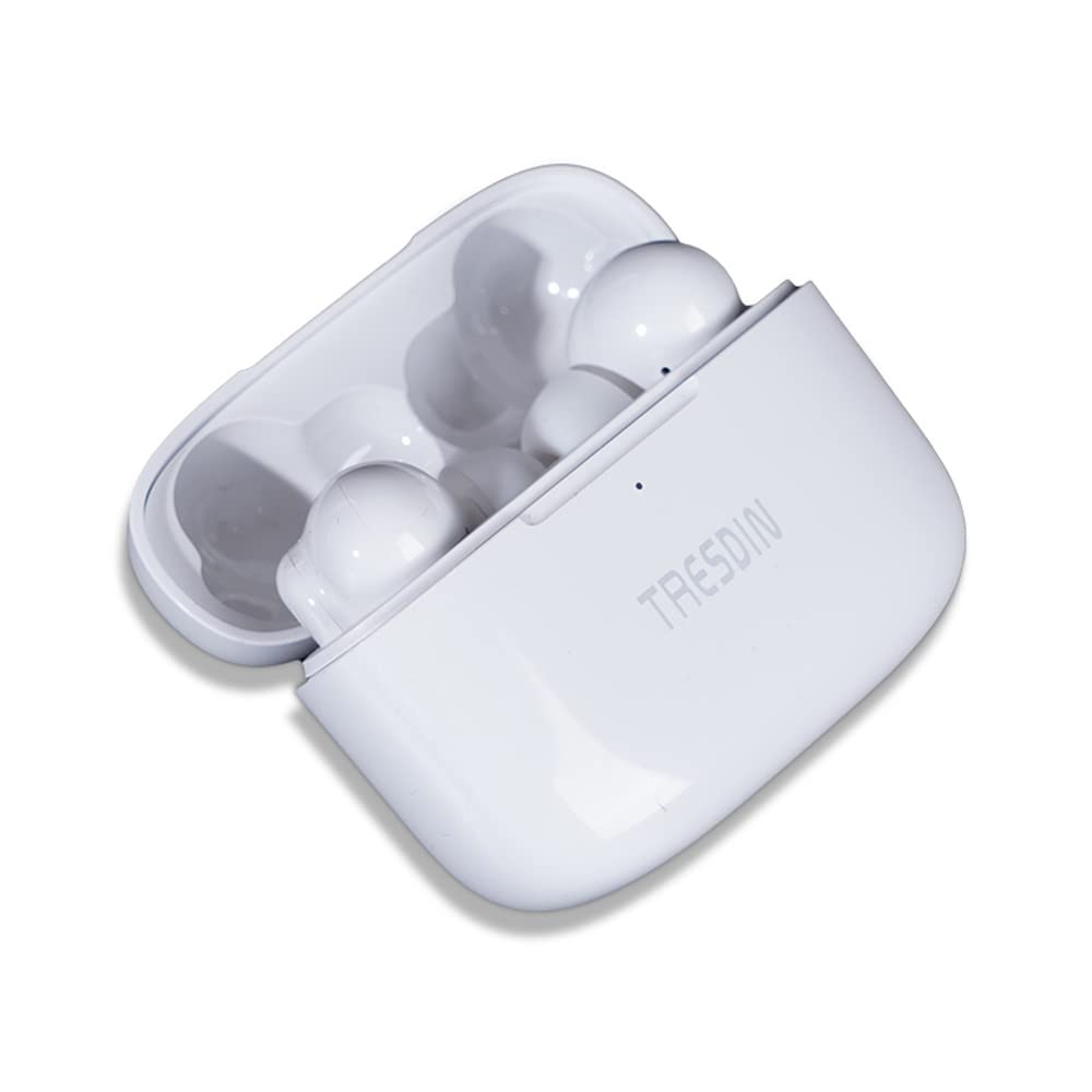 TRESDINJello2 Foxconn made true wireless stereo noise cancelling headset Bluetooth 5.0 compatible with TV smart phone laptop wireless charging IPX4 waterproof travel mountaineering white