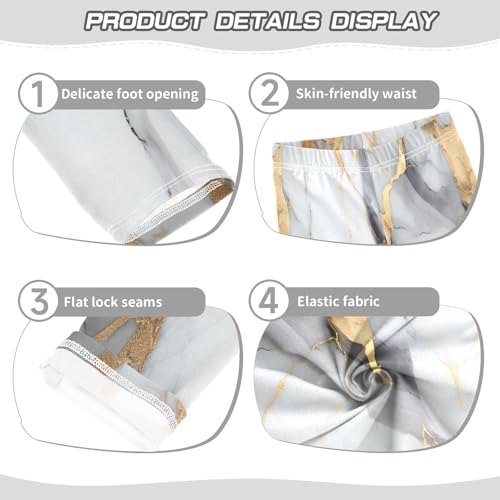Bolaz Toddler Girls Leggings Printed Yoga Pants Leggings White Gold Line Marble for Kids3