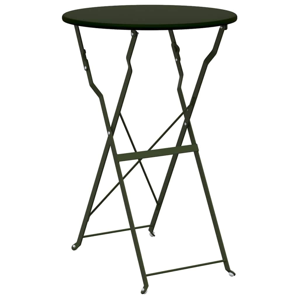 Fengshui Set da bistrot pieghevole in acciaio, 3 pezzi, tavolo 50 x 50 x 71 cm, sedie 42 x 46 x 82 cm