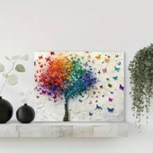 Impression texturée arbre à papillons haut de gamme, œuvre classique 70x100