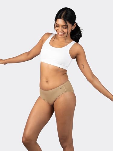 Image of Lavos Bamboo Cotton Panties for Women, Comfortable Soft Mid-Waist Hipster Panty with Thin Inner Elastic, Anti-Bacterial Odour Free Underwear for Womens, Seamless No Visible Briefs for Ladies