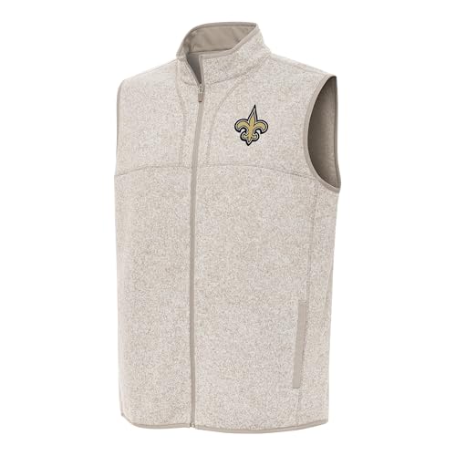 Antigua Men's Oatmeal New Orleans Saints Fortune Full-Zip Vest