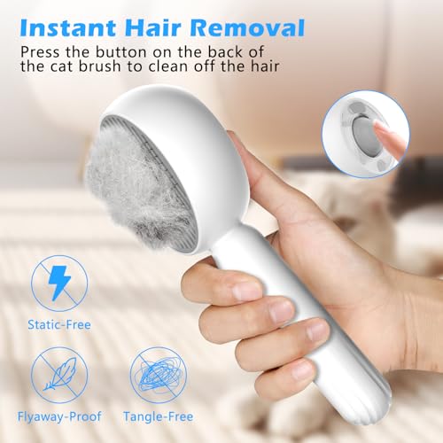 Image of 4 in 1 Cat Steam Brush for Shedding, Pet Grooming Brush with Self-Cleaning & Anti-Static, Massage Comb for Long and Short Haired Cats /Dogs, Gray