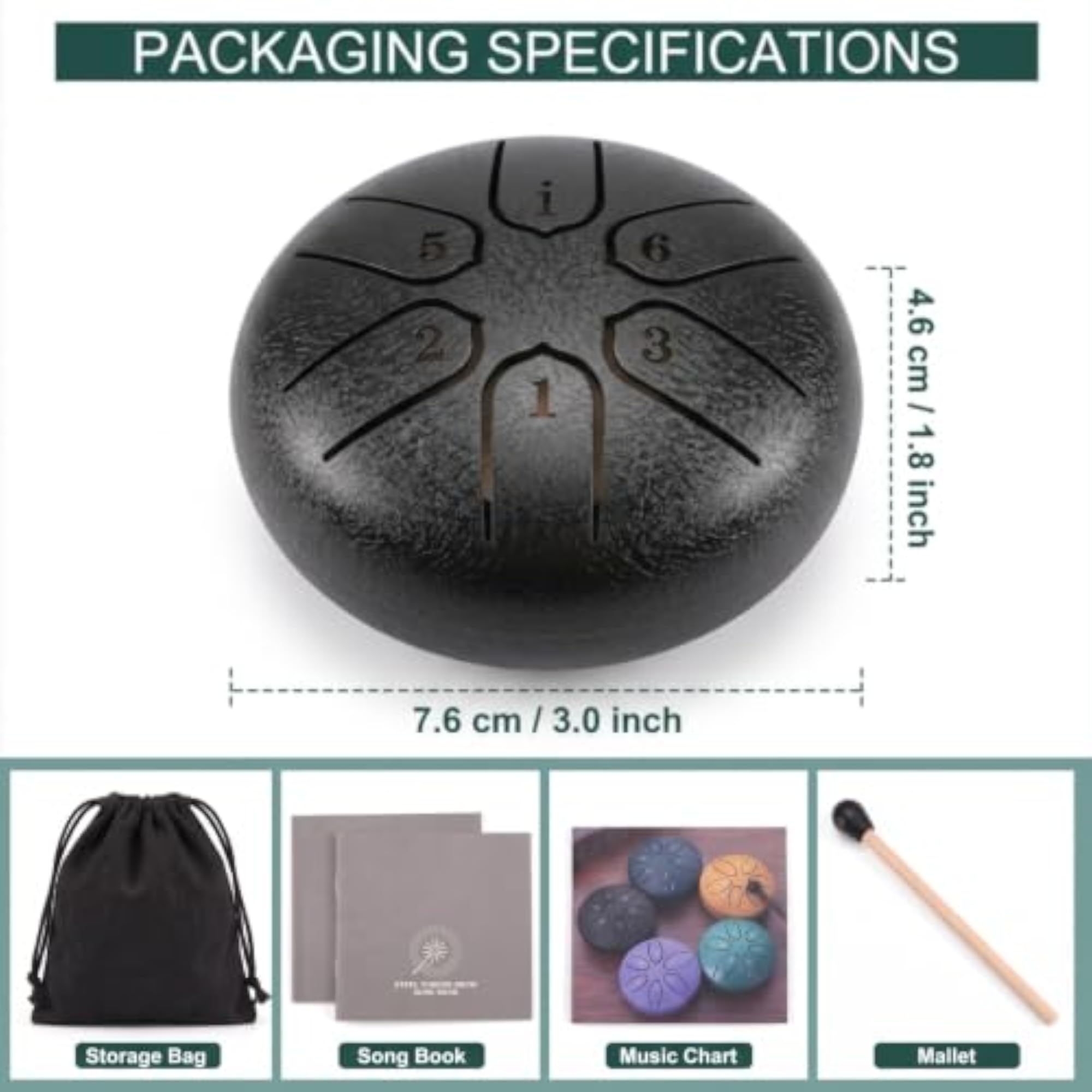 Mini Handpan Steel Tongue Drum with 3-6 Notes
