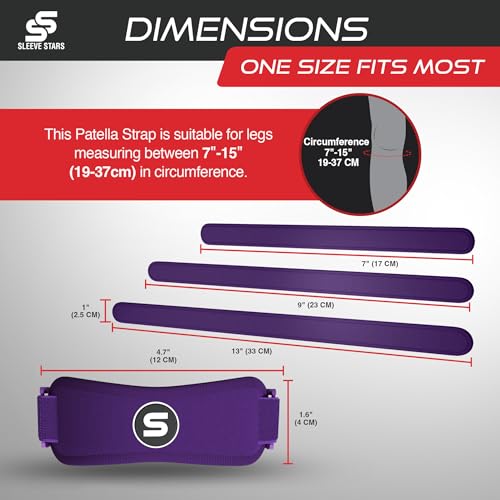 Image of Sleeve Stars Swedish Brand Patellar Tendon Support Strap for Women & Men Effective Osgood Schlatter Knee Brace Youth & Kids Knee Brace with 3 Adjustable Length fits 7 inch-15 inch (Single /Dark Purple /Kids)