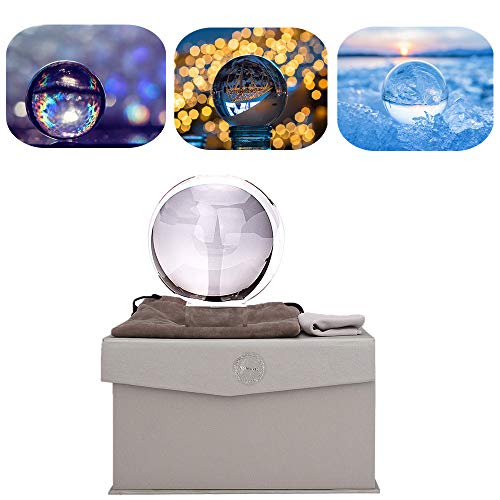 Adwikoso  Kristallkugel / Dekokugel für Fotografie, K9 Glas, mit Tasche und Ständer