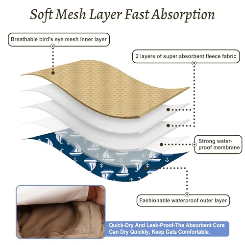 Image of Reusable Dog Diapers Male 3Pcs, Premium Washable Belly Bands for Male Dogs Large, High Absorbing Male Dog Wraps for Doggie Puppy Excitable Urination and Training(Sailboat, L)