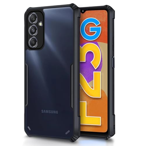 Image of Pikkme Back Cover for Samsung Galaxy F23 5G | Ultra Hybrid Shockproof Case | Full Camera Protection | Raised Edges | Clear Transparent Bumper Case (Black)