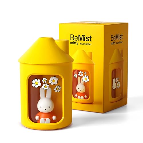 Mipow x Miffy BTA700M Cool Mist Humidifier for Bedroom With Night Light, 450ML Double Spray for Nursery, Office, Indoor Plants (Yellow)