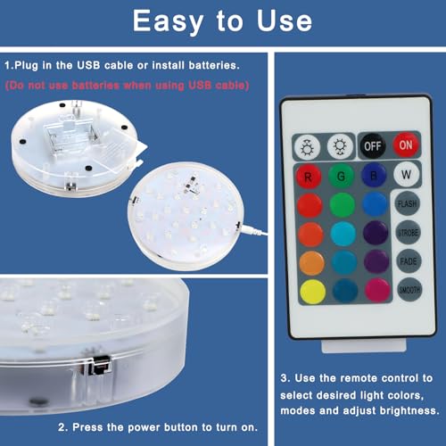 Image of Led Light Base 6 Inch Round Rechargeable Multicolor Pedestal Display Stand | Round light base, USB charging & battery dual power supply, fits crystal glass art, vase, mini Eiffel Tower ornament