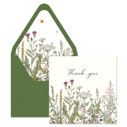 Cartes de remerciement fleurs sauvages au style rétro chic