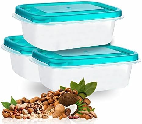 Food Storage Containers BPA Free Container With Airtight Lids Takeaway Freezable Meal Prep Boxes Nestable Rectangular Reusable Leakproof Microwavable Dishwasher Safe Plastic Kitchen 270 Ml Pack (3)