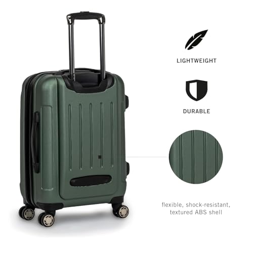 Image of Kenneth Cole Reaction Plastic Renegade 3-Piece Lightweight Hardside Expandable 8-Wheel Spinner Suitcase Travel Luggage Set, Cilantro, (20 inch /24 inch /28 inch), Green