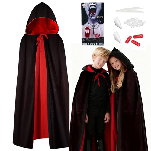 Yegookay Capa de bruxa para mulher 120/140/160 cm capa de vampiro disfarce de Assassin's Creed disfarce infantil da casa do dinheiro do medieval de vampiro para mulher sexy (140)