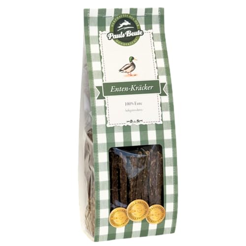 Pauls Beute Enten-Kräcker | 500g | 100% Entenfleisch | Hypoallergener Hundeleckerli mit hohem Protein- & Calciumgehalt | Getreidefreie Hunde Snacks | Luftgetrocknet | Single-Protein | Ohne Zusätze